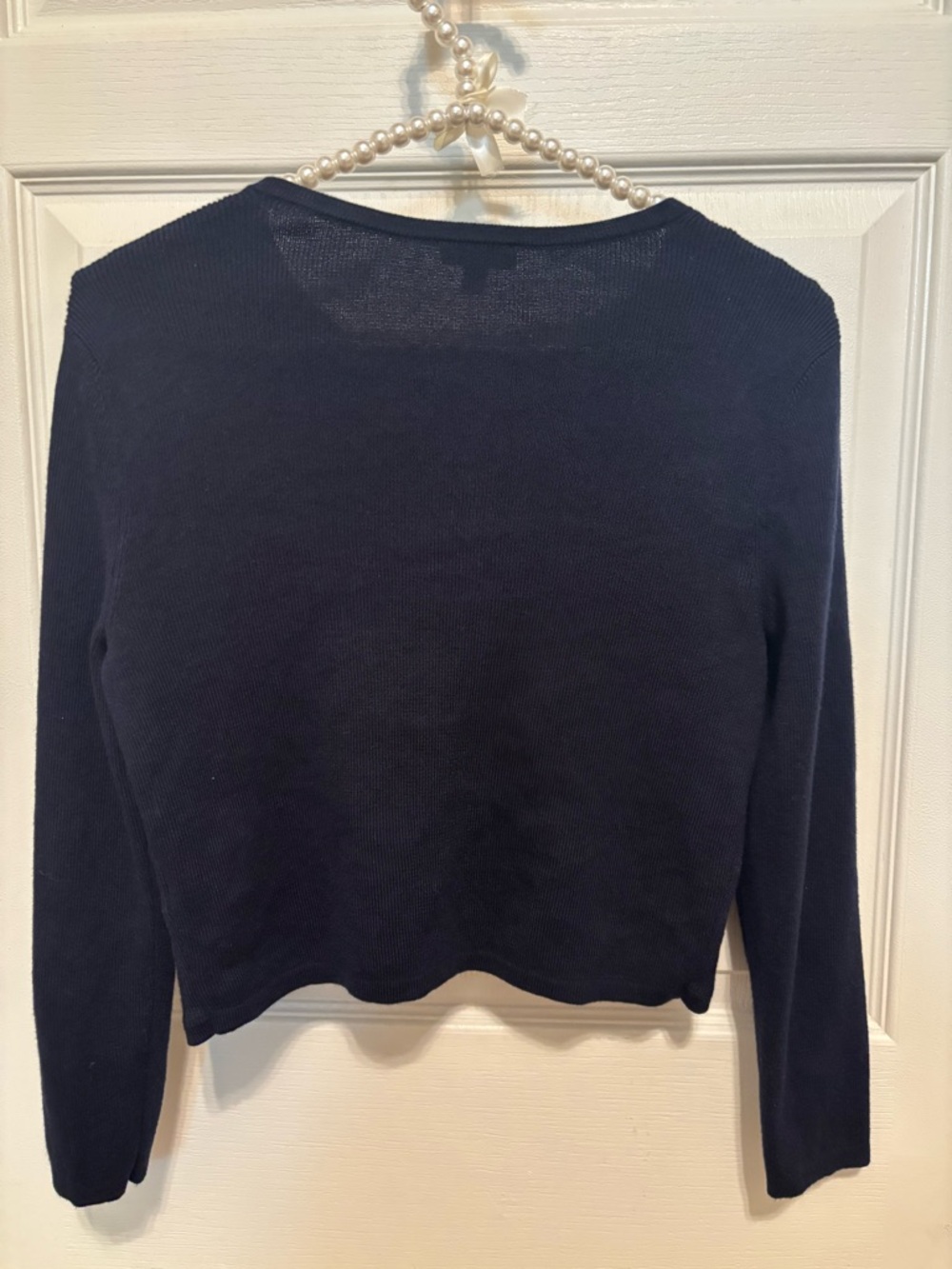 Talbots Navy Button-Front Cropped Cardigan - Picture 2 of 3